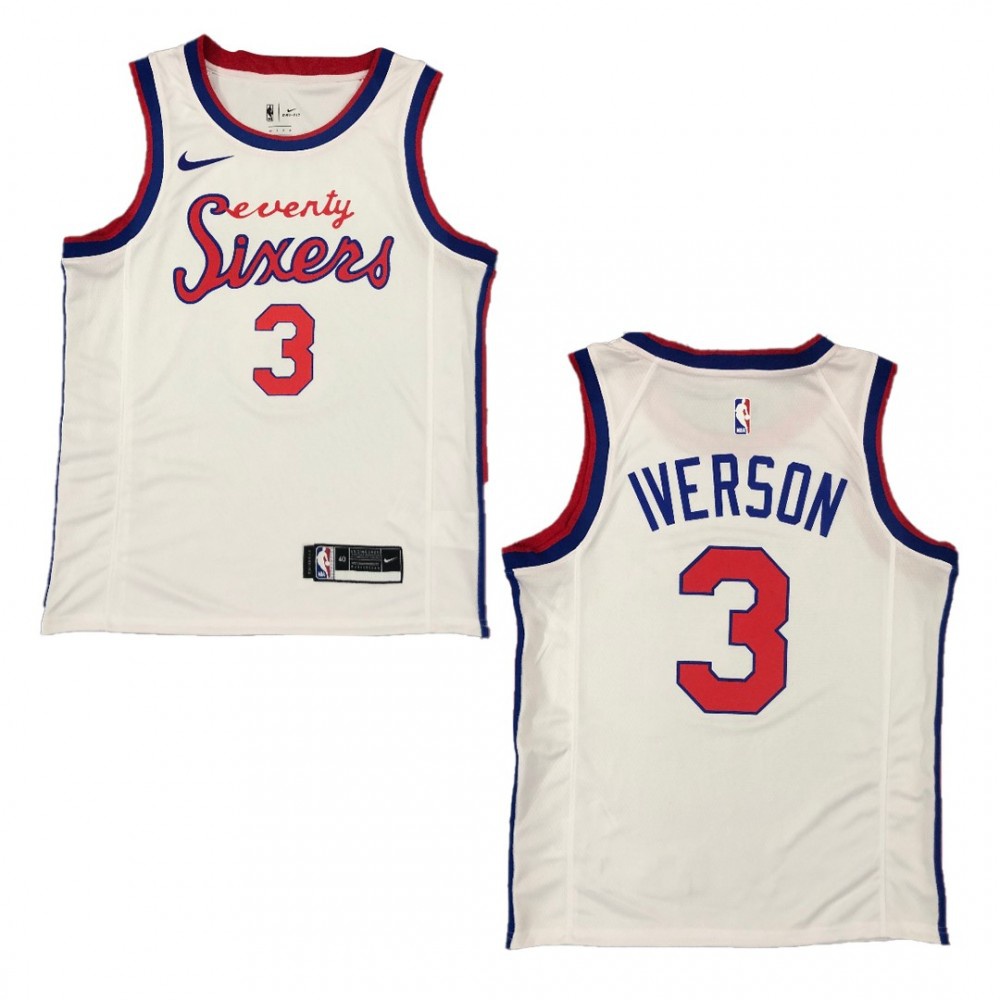Men's Philadelphia 76ers Allen Iverson #3 White Hardwood Classics Finished Swingman Jersey-Pro Kit Vault | Brand New 26/27 Sports Jerseys